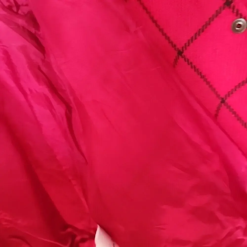 Baby Gap Red Windowpane Plaid‎ Wool Blend Swing Coat Cape Toddler Size 4 Years